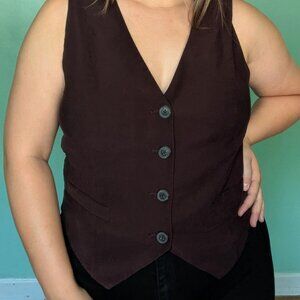 A New Day Brown Button Up Vest
